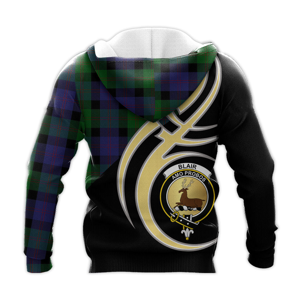 Printivon Blair Clan Believe In Me Crest Tartan Knitted Hoodie Custom Your Text