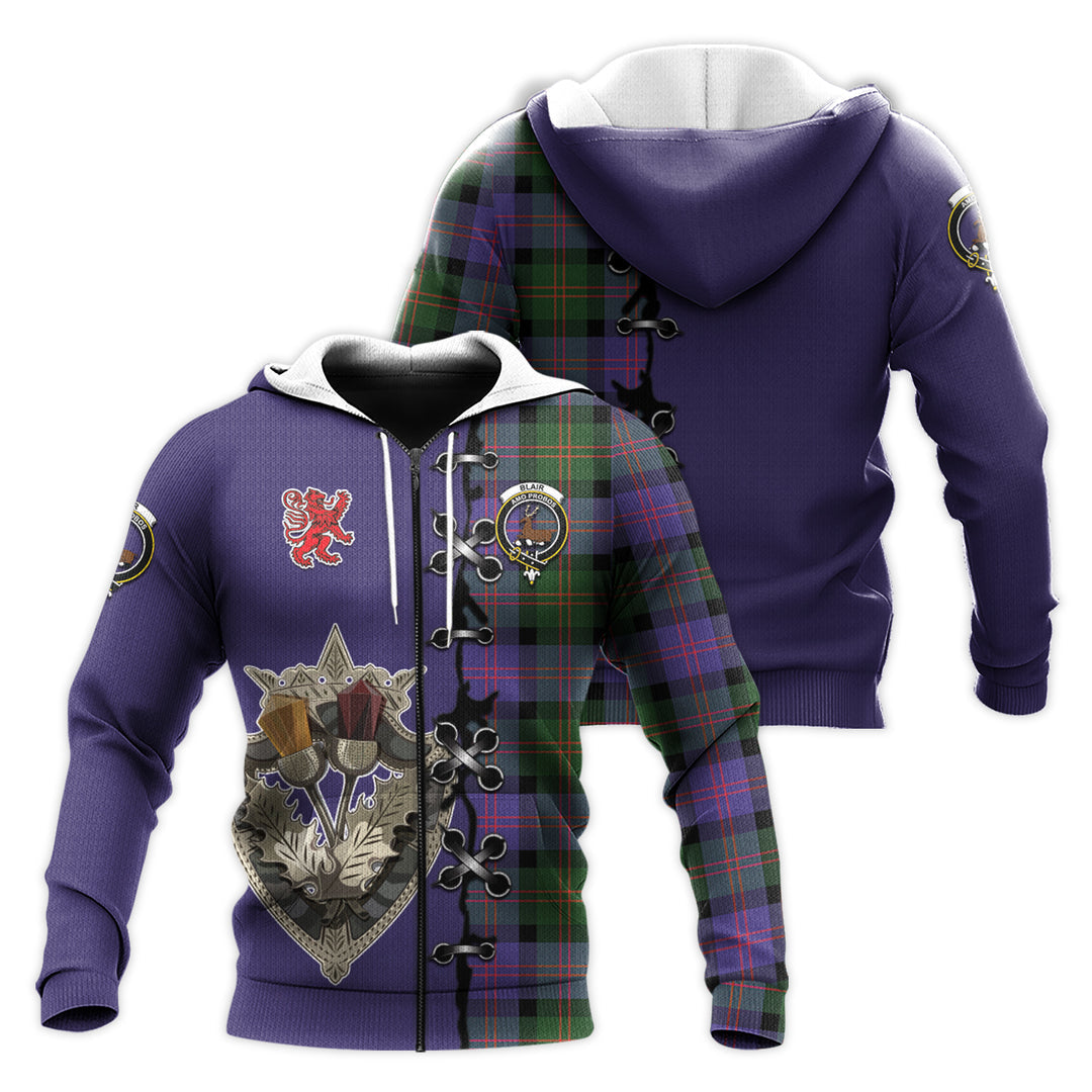 Printivon Blair Modern Tartan Hoodie Lion Rampant And Celtic Thistle Style