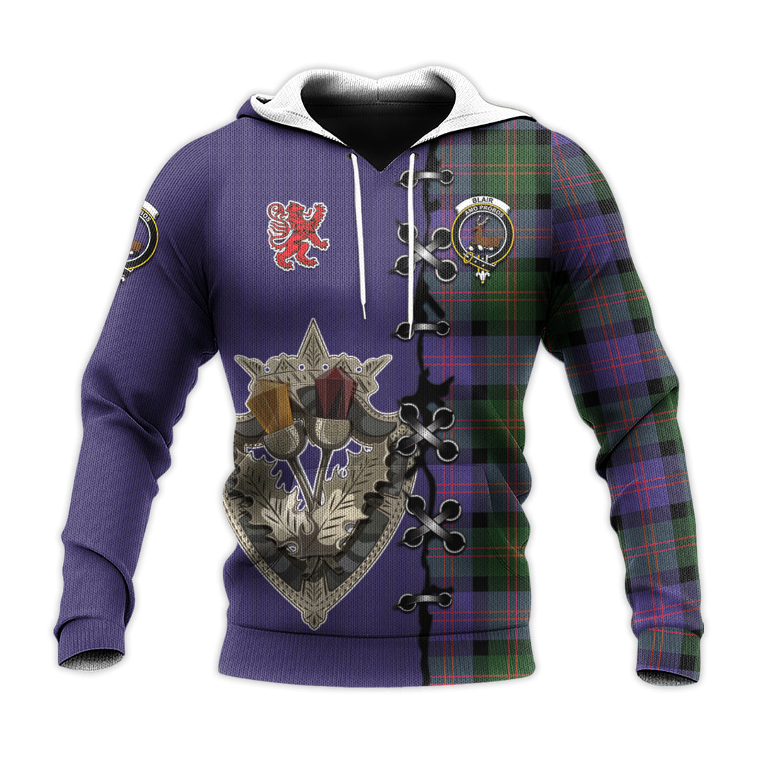 Printivon Blair Modern Tartan Hoodie Lion Rampant And Celtic Thistle Style