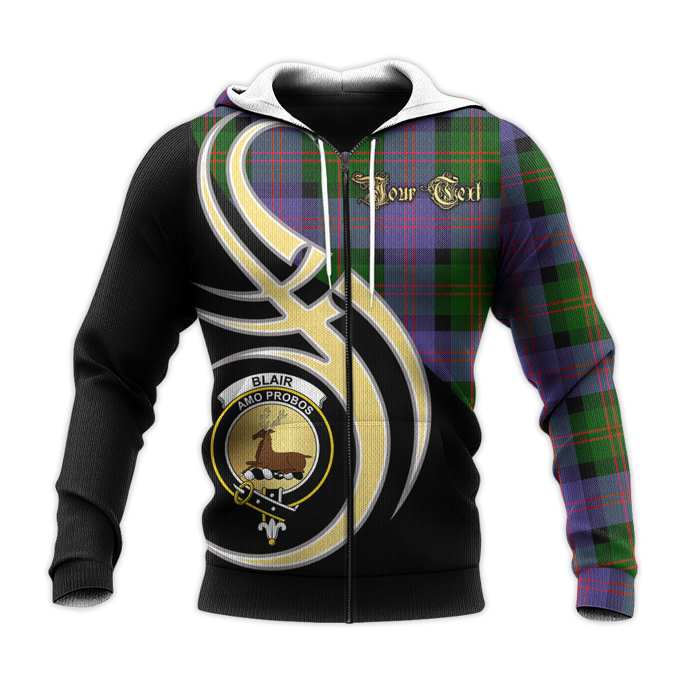 Printivon Blair Modern Clan Believe In Me Crest Tartan Knitted Hoodie Custom Your Text