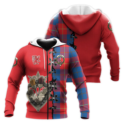 Printivon Blane Tartan Hoodie Lion Rampant And Celtic Thistle Style
