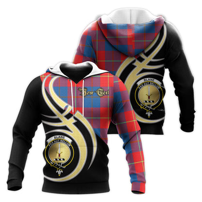 Printivon Blane Clan Believe In Me Crest Tartan Knitted Hoodie Custom Your Text