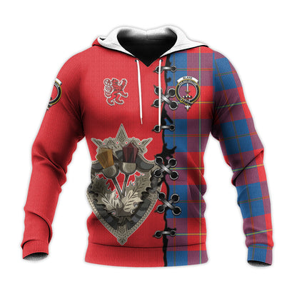 Printivon Blane Tartan Hoodie Lion Rampant And Celtic Thistle Style