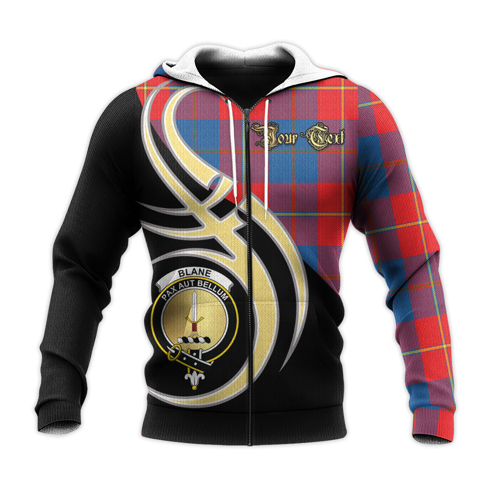 Printivon Blane Clan Believe In Me Crest Tartan Knitted Hoodie Custom Your Text