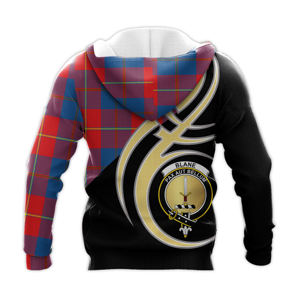 Printivon Blane Clan Believe In Me Crest Tartan Knitted Hoodie Custom Your Text