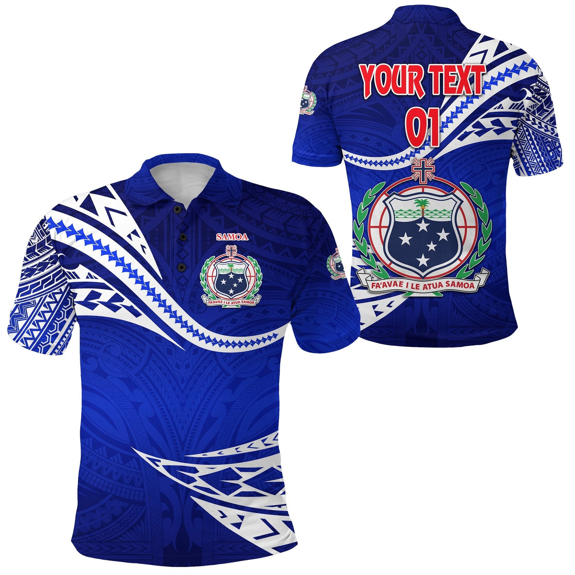 Custom Personalised Manu Samoa Rugby Polo Shirt Unique Version - Blue, Custom Text And Number