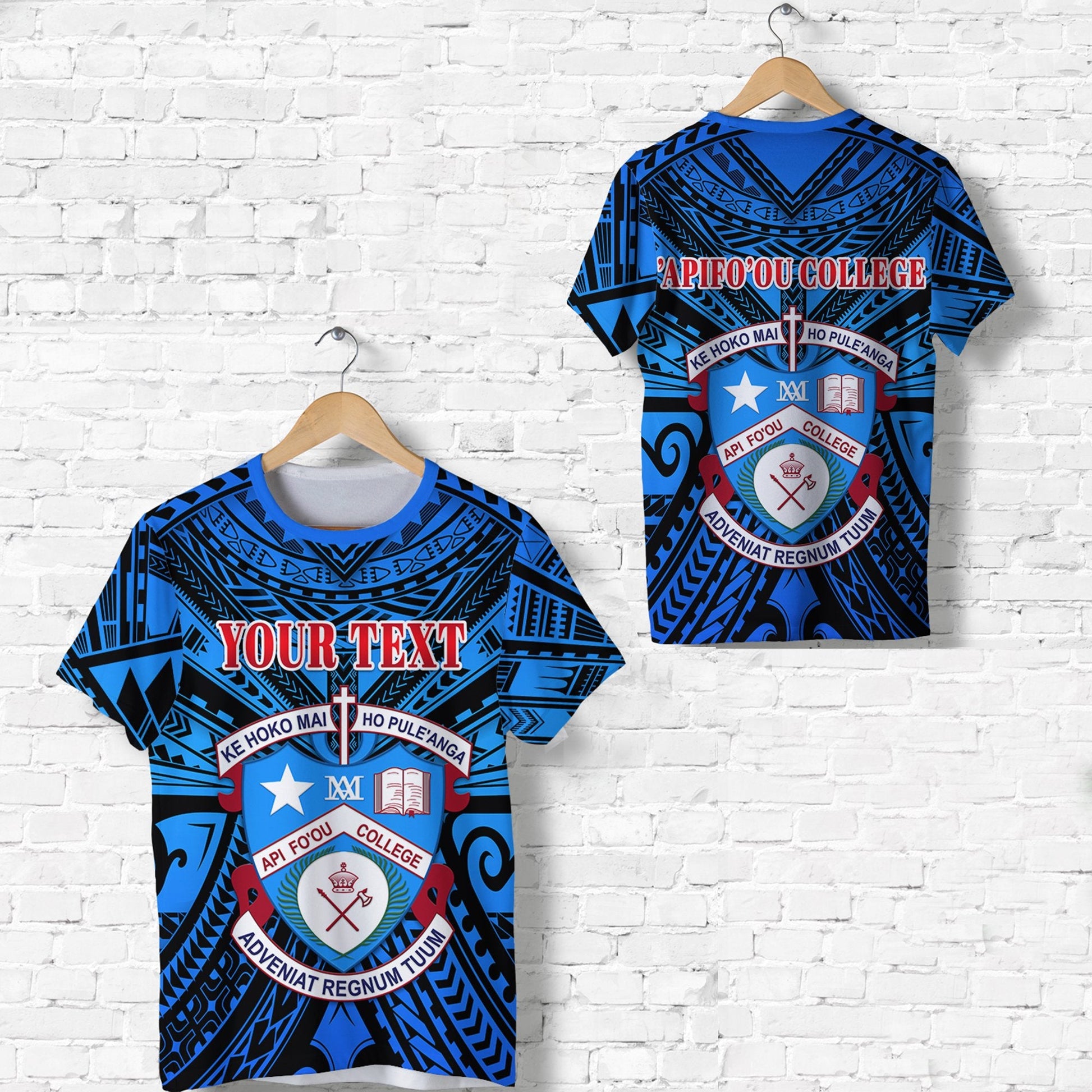 Custom Personalised Kolisi Apifoou College T Shirt Tonga - Blue