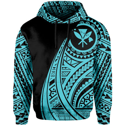 Hawaii Kanaka Polynesian Hoodie Tatoo Style Blue