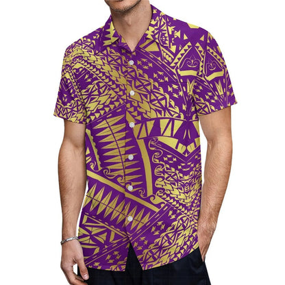 Purple Party Matching Outfit For Couple Clothing Tropical Fishtail Dress And Hawaiian Shirt