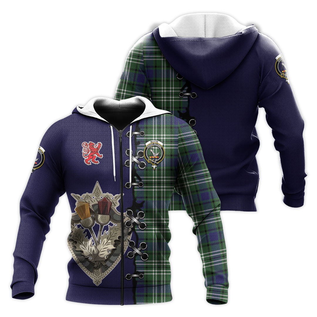 Printivon Blyth Tartan Hoodie Lion Rampant And Celtic Thistle Style
