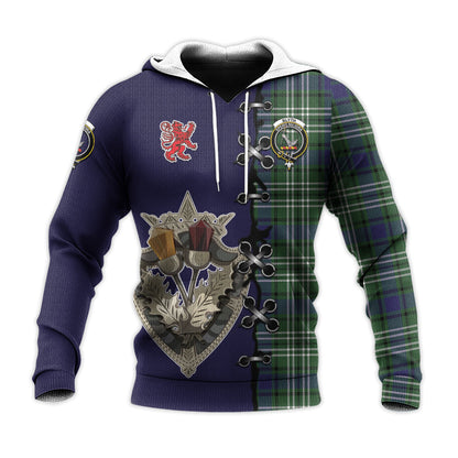 Printivon Blyth Tartan Hoodie Lion Rampant And Celtic Thistle Style