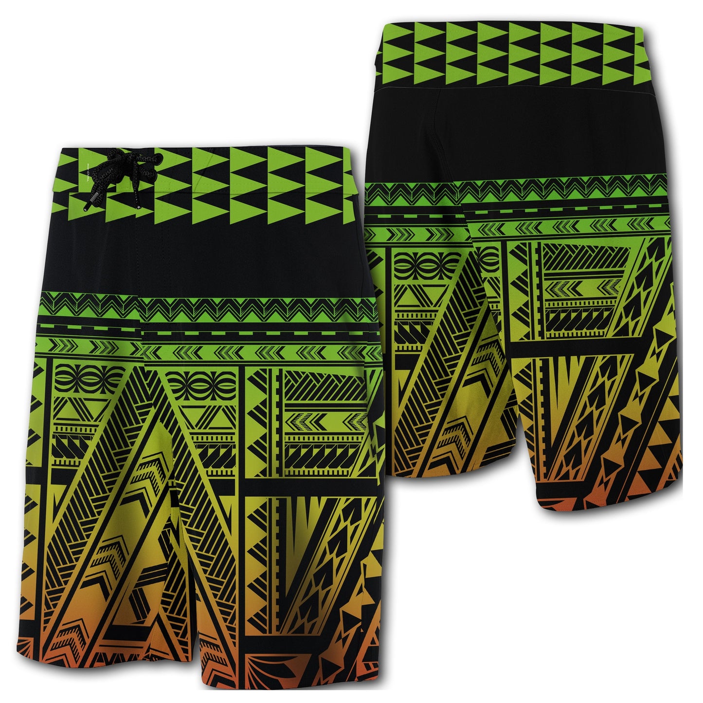 Hawaii Kakau Polynesian - Board Shorts - Green - Haka Style