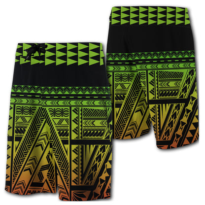 Hawaii Kakau Polynesian - Board Shorts - Green - Haka Style