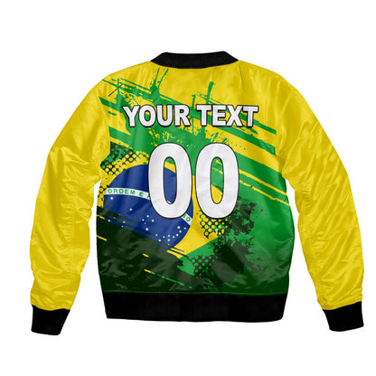 (Custom Personalised And Number) Brazil World Cup Soccer Bomber Jacket LT6