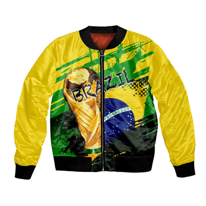 (Custom Personalised And Number) Brazil World Cup Soccer Bomber Jacket LT6