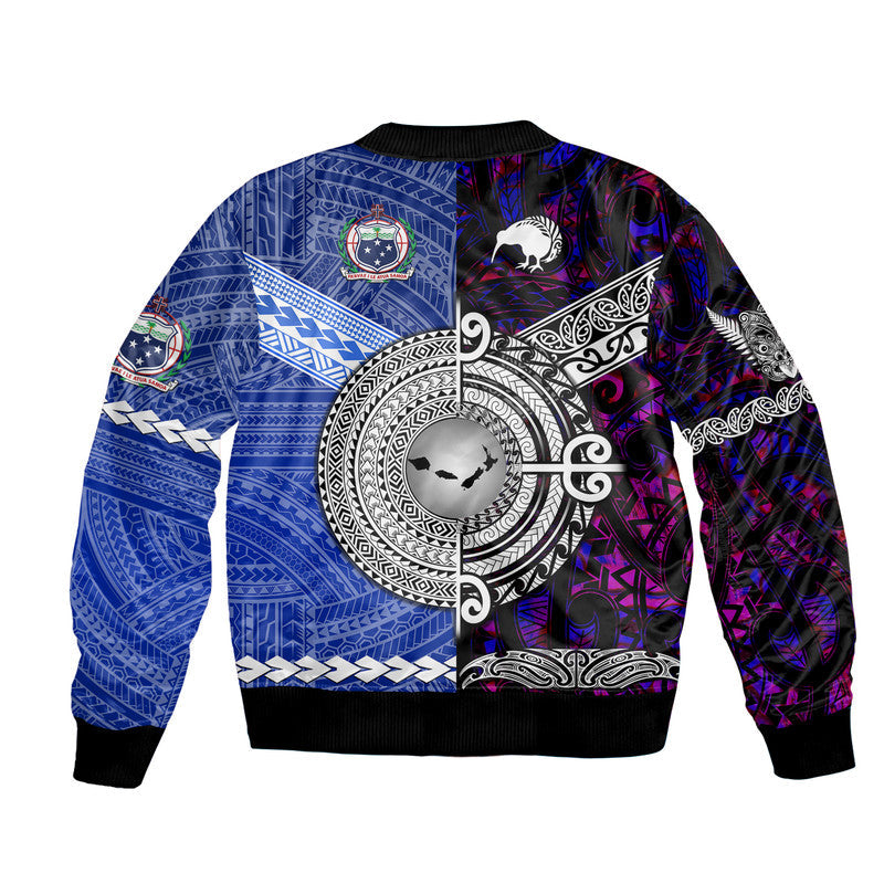 Samoa And New Zealand Bomber Jacket Together Purple