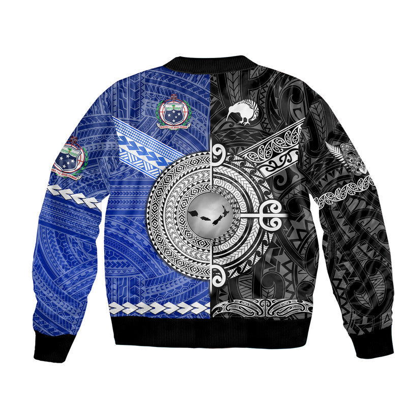 Samoa And New Zealand Bomber Jacket Together Black