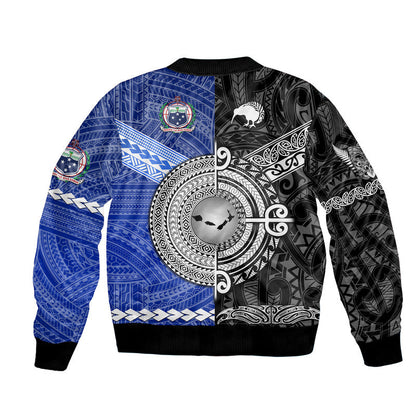 Samoa And New Zealand Bomber Jacket Together Black