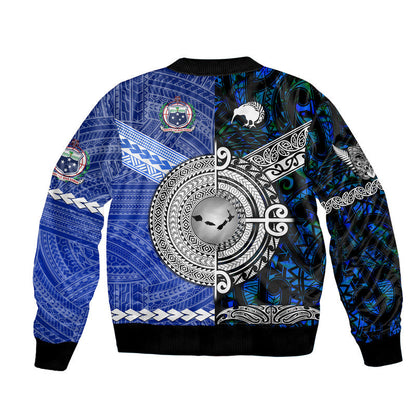 Samoa And New Zealand Bomber Jacket Together Blue