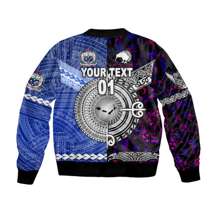 (Custom Personalised) Samoa And New Zealand Bomber Jacket Together Purple