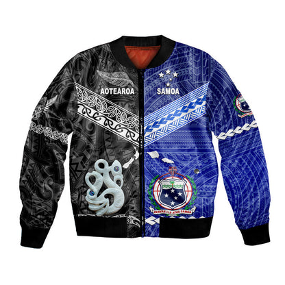 Samoa And New Zealand Bomber Jacket Together Black