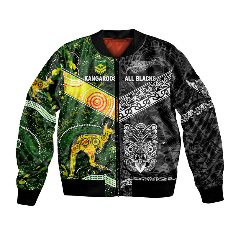 New Zealand Maori All Black And Australia Kangaroos Aboriginal Bomber Jacket Rugby Together