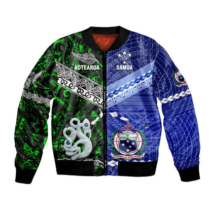 Samoa And New Zealand Bomber Jacket Together Green