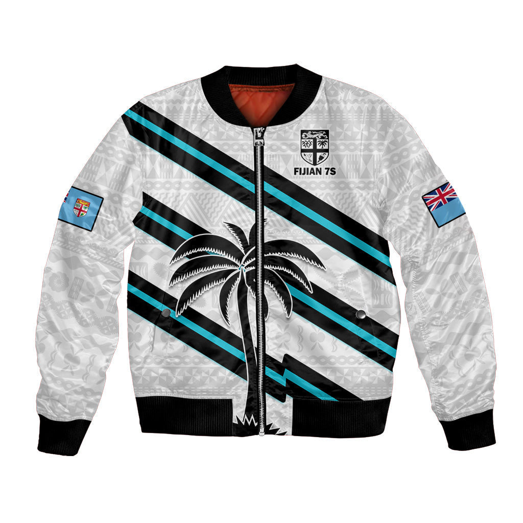 Fiji Rugby Tapa Pattern Fijian 7s White Bomber Jacket