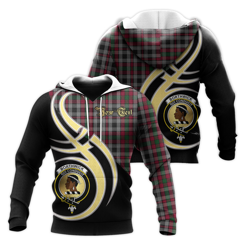 Printivon Borthwick Clan Believe In Me Crest Tartan Knitted Hoodie Custom Your Text