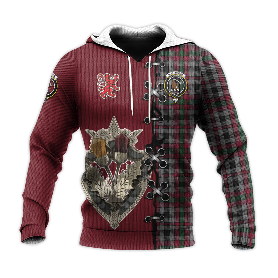 Printivon Borthwick Tartan Hoodie Lion Rampant And Celtic Thistle Style