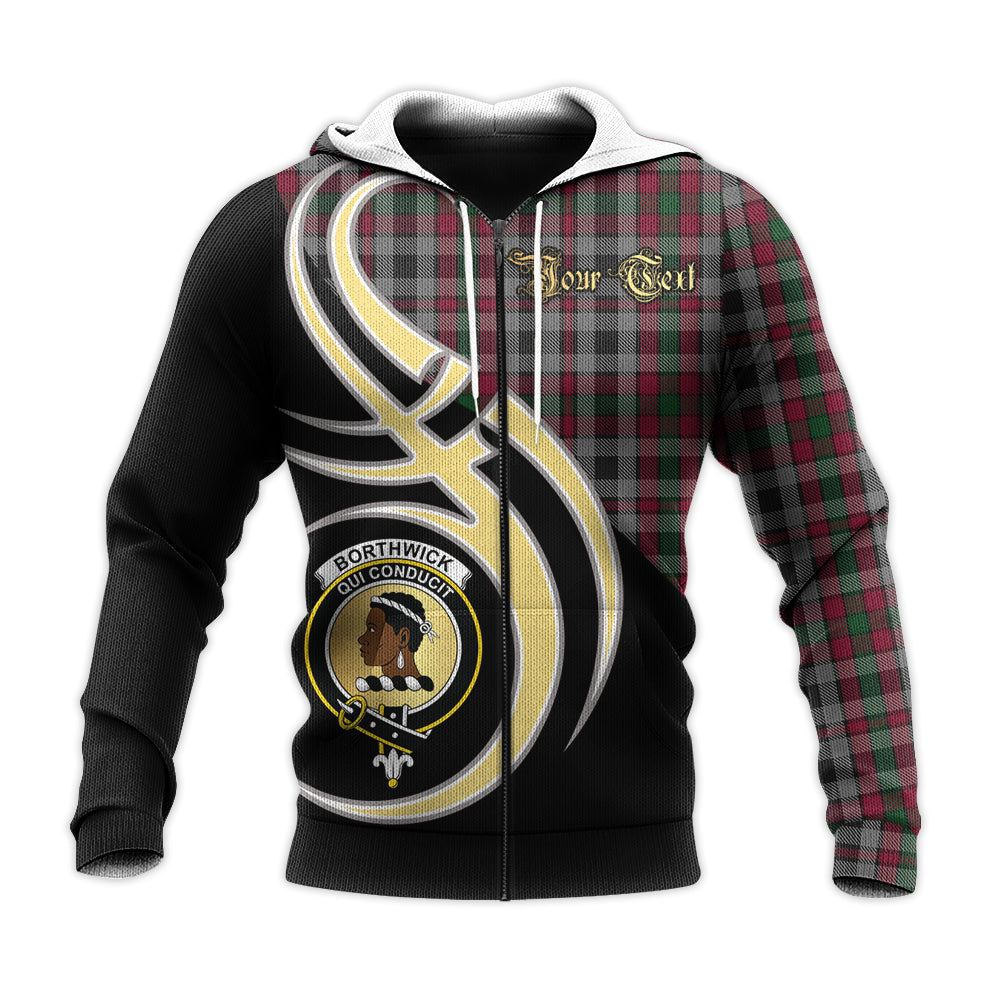 Printivon Borthwick Clan Believe In Me Crest Tartan Knitted Hoodie Custom Your Text