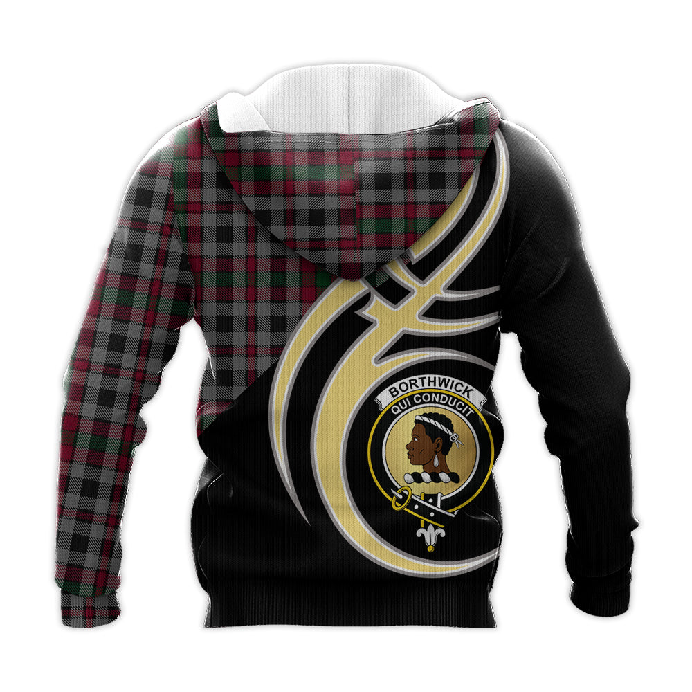 Printivon Borthwick Clan Believe In Me Crest Tartan Knitted Hoodie Custom Your Text