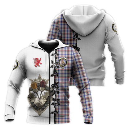 Printivon Boswell Tartan Hoodie Lion Rampant And Celtic Thistle Style