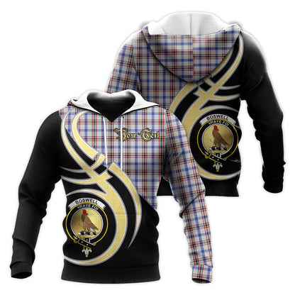 Printivon Boswell Clan Believe In Me Crest Tartan Knitted Hoodie Custom Your Text