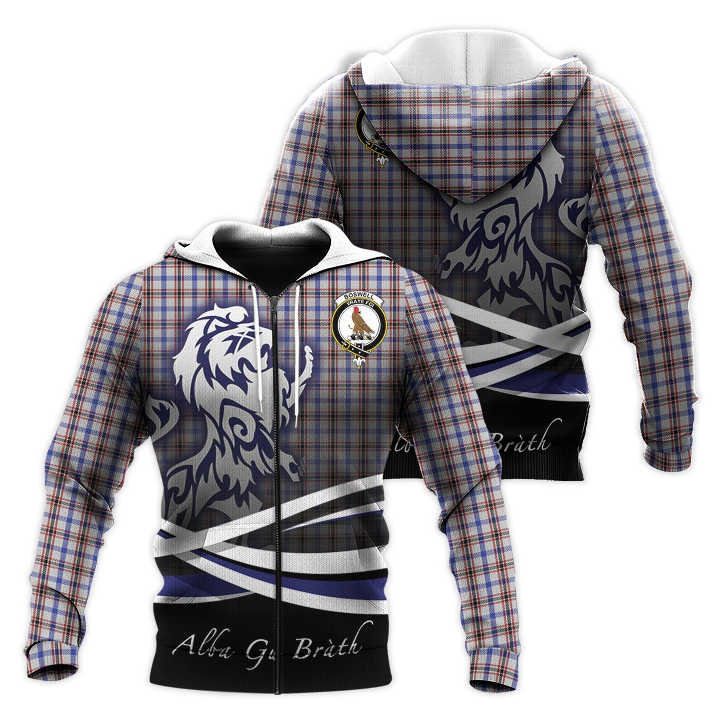 Printivon Boswell Tartan Scottish Lion Hoodie