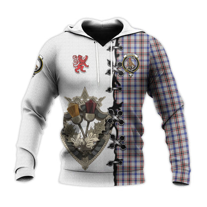 Printivon Boswell Tartan Hoodie Lion Rampant And Celtic Thistle Style