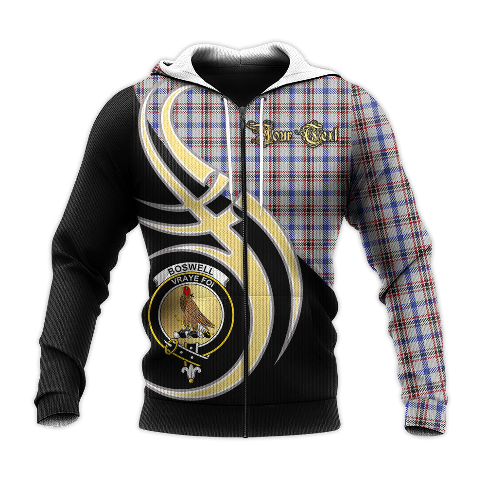 Printivon Boswell Clan Believe In Me Crest Tartan Knitted Hoodie Custom Your Text