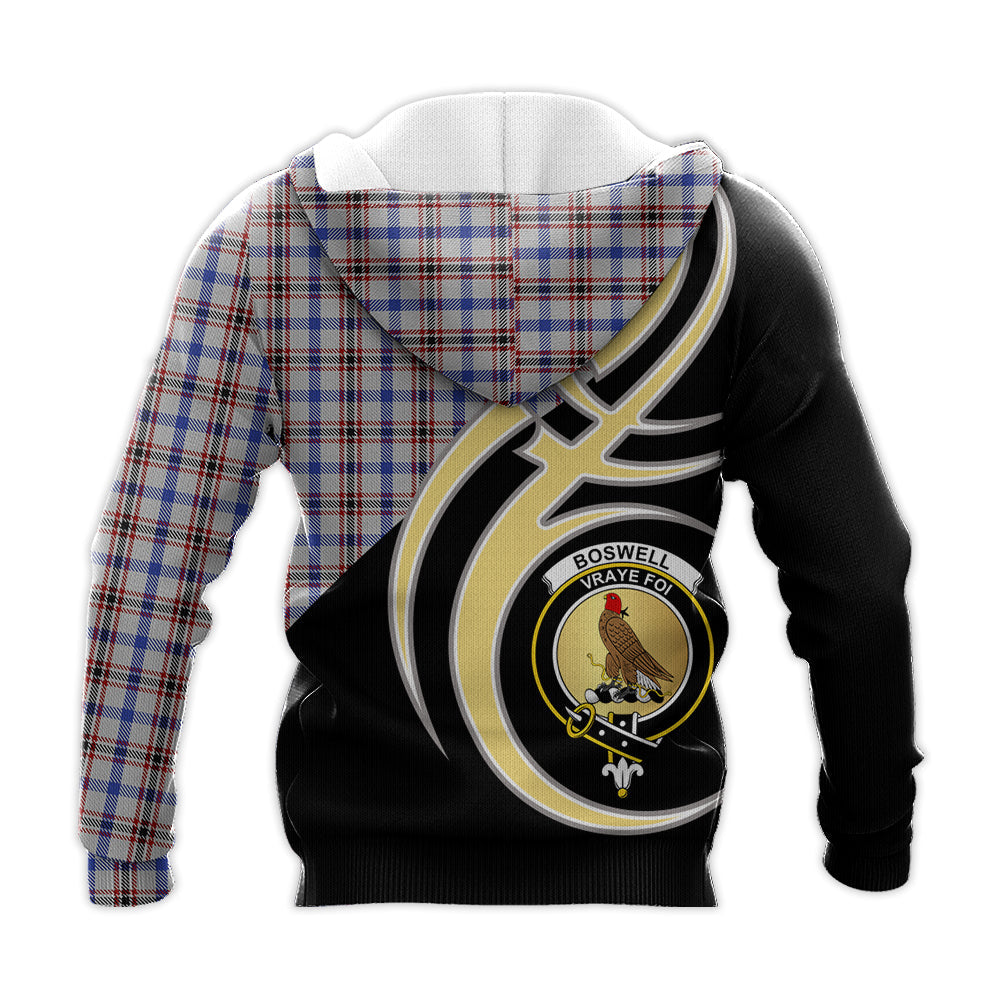 Printivon Boswell Clan Believe In Me Crest Tartan Knitted Hoodie Custom Your Text