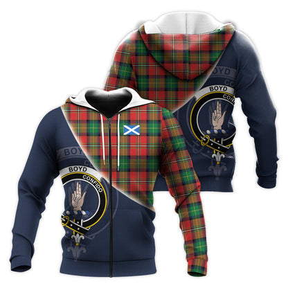 Printivon Boyd Modern Tartan Scottish Crest Hoodie