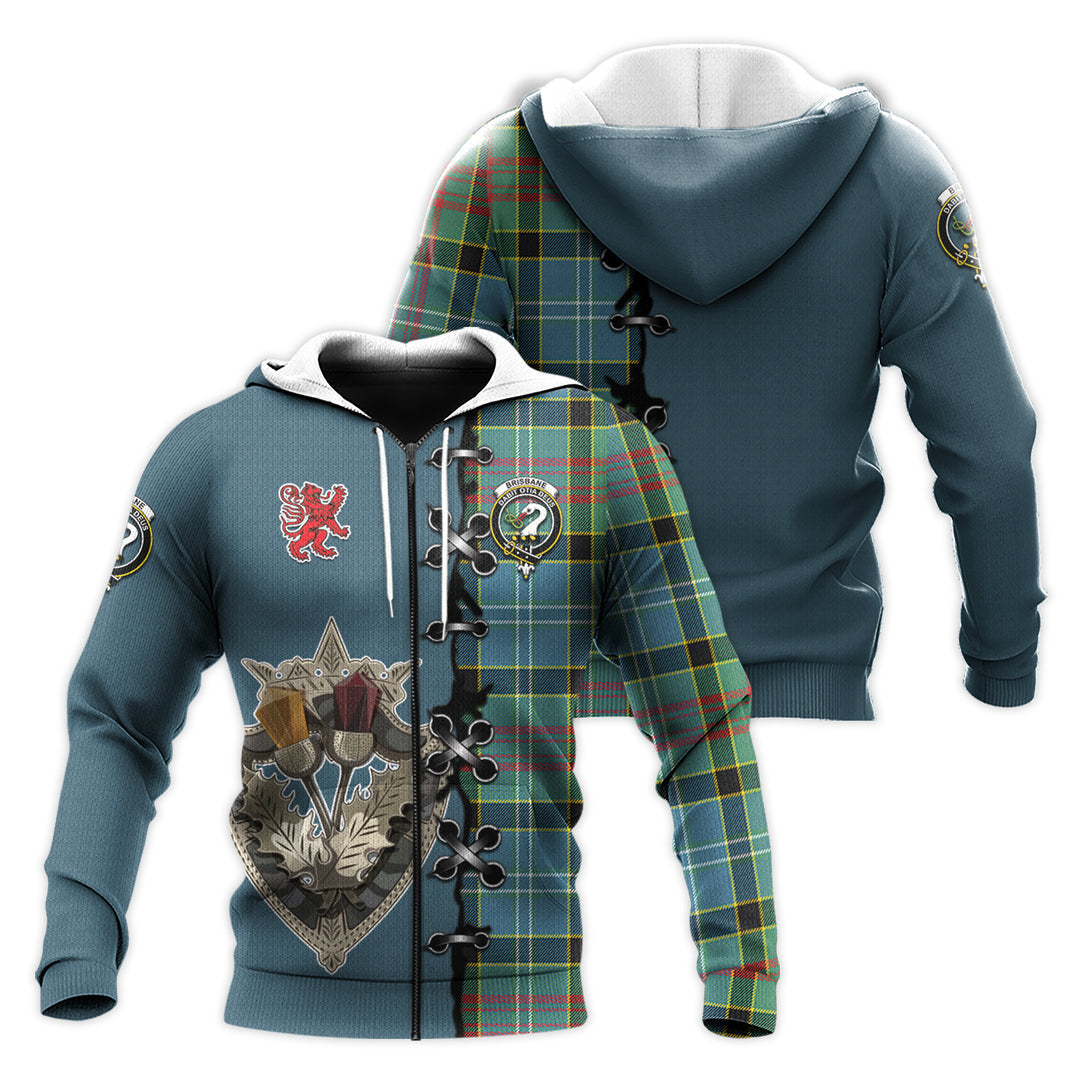 Printivon Brisbane Modern Tartan Hoodie Lion Rampant And Celtic Thistle Style