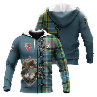 Printivon Brisbane Modern Tartan Hoodie Lion Rampant And Celtic Thistle Style