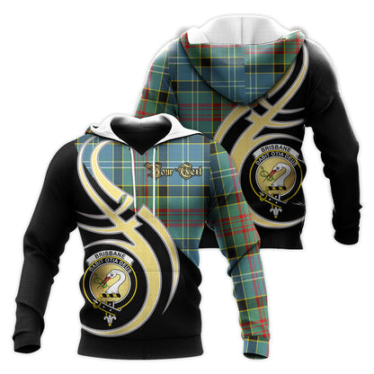 Printivon Brisbane Modern Clan Believe In Me Crest Tartan Knitted Hoodie Custom Your Text