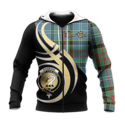 Printivon Brisbane Modern Clan Believe In Me Crest Tartan Knitted Hoodie Custom Your Text
