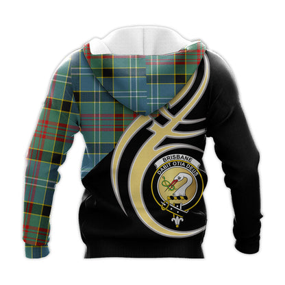 Printivon Brisbane Modern Clan Believe In Me Crest Tartan Knitted Hoodie Custom Your Text