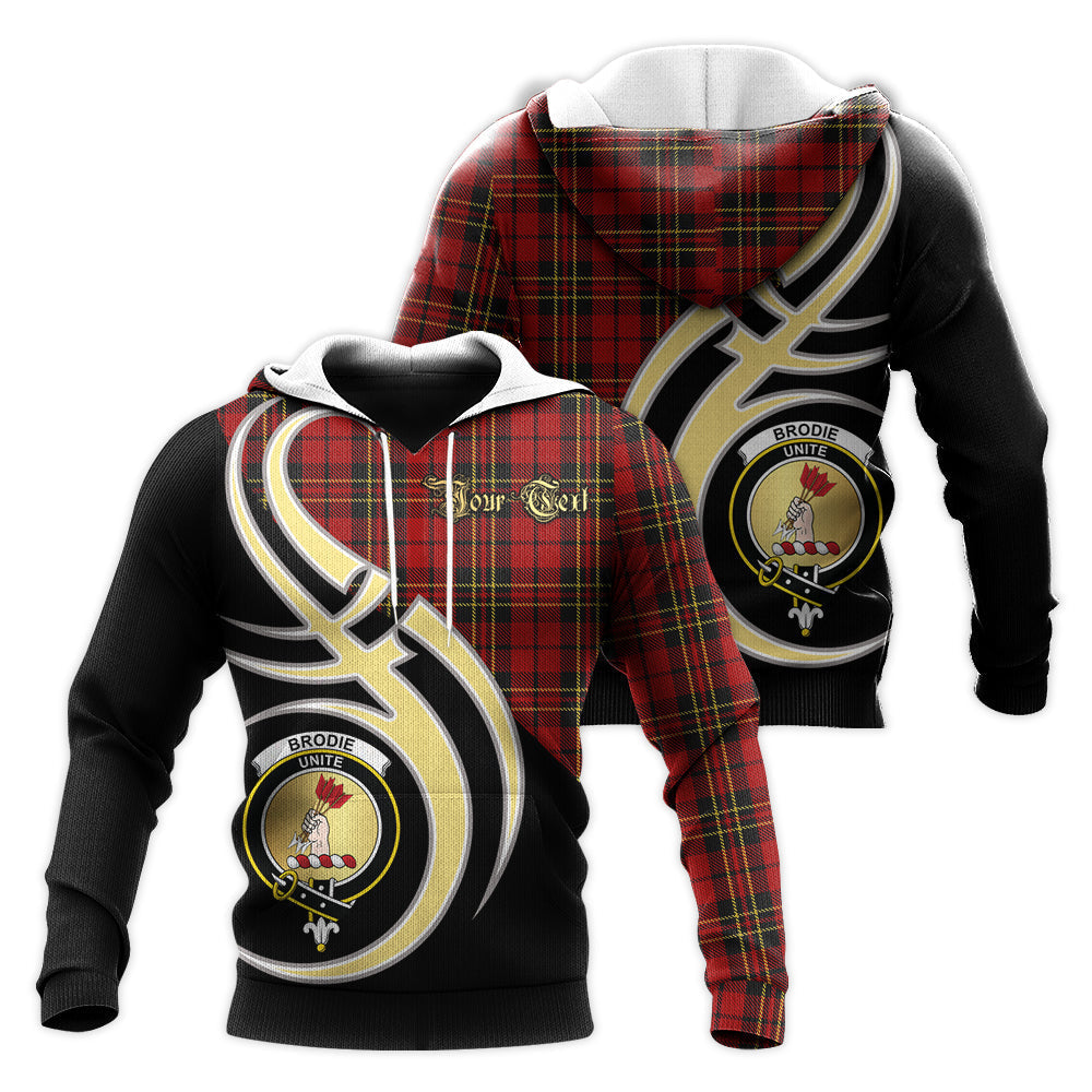 Printivon Brodie Clan Believe In Me Crest Tartan Knitted Hoodie Custom Your Text