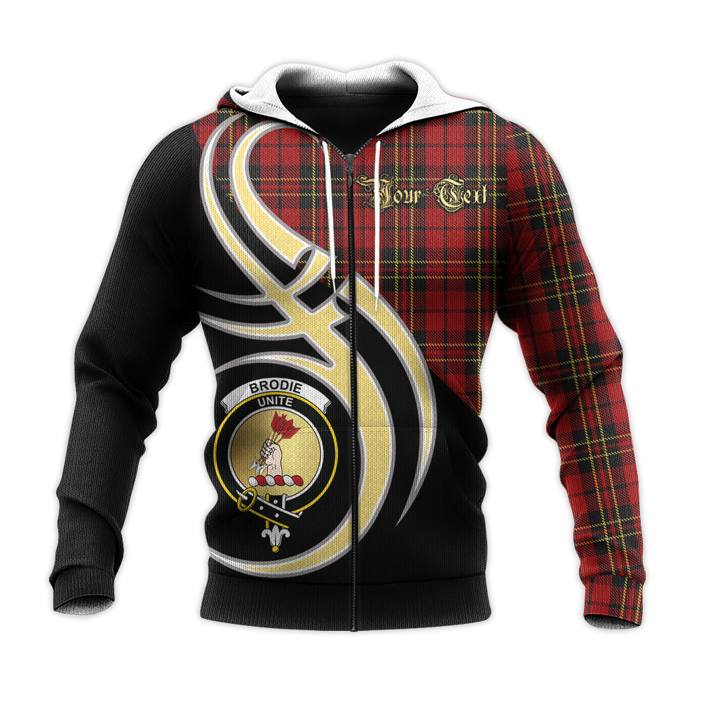 Printivon Brodie Clan Believe In Me Crest Tartan Knitted Hoodie Custom Your Text