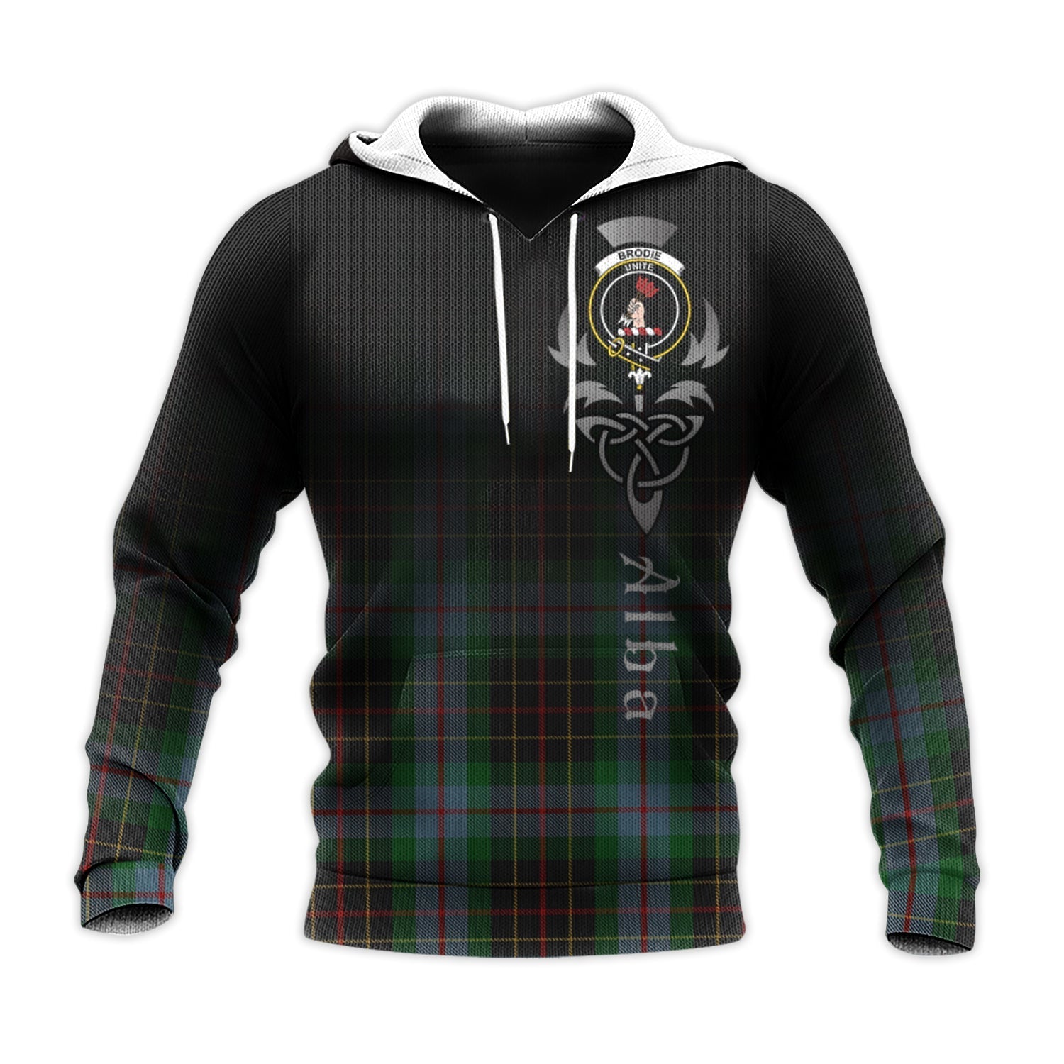 Printivon Brodie Hunting Tartan Crest Alba Celtic Hoodie