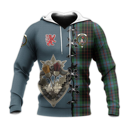 Printivon Brodie Hunting Tartan Hoodie Lion Rampant And Celtic Thistle Style