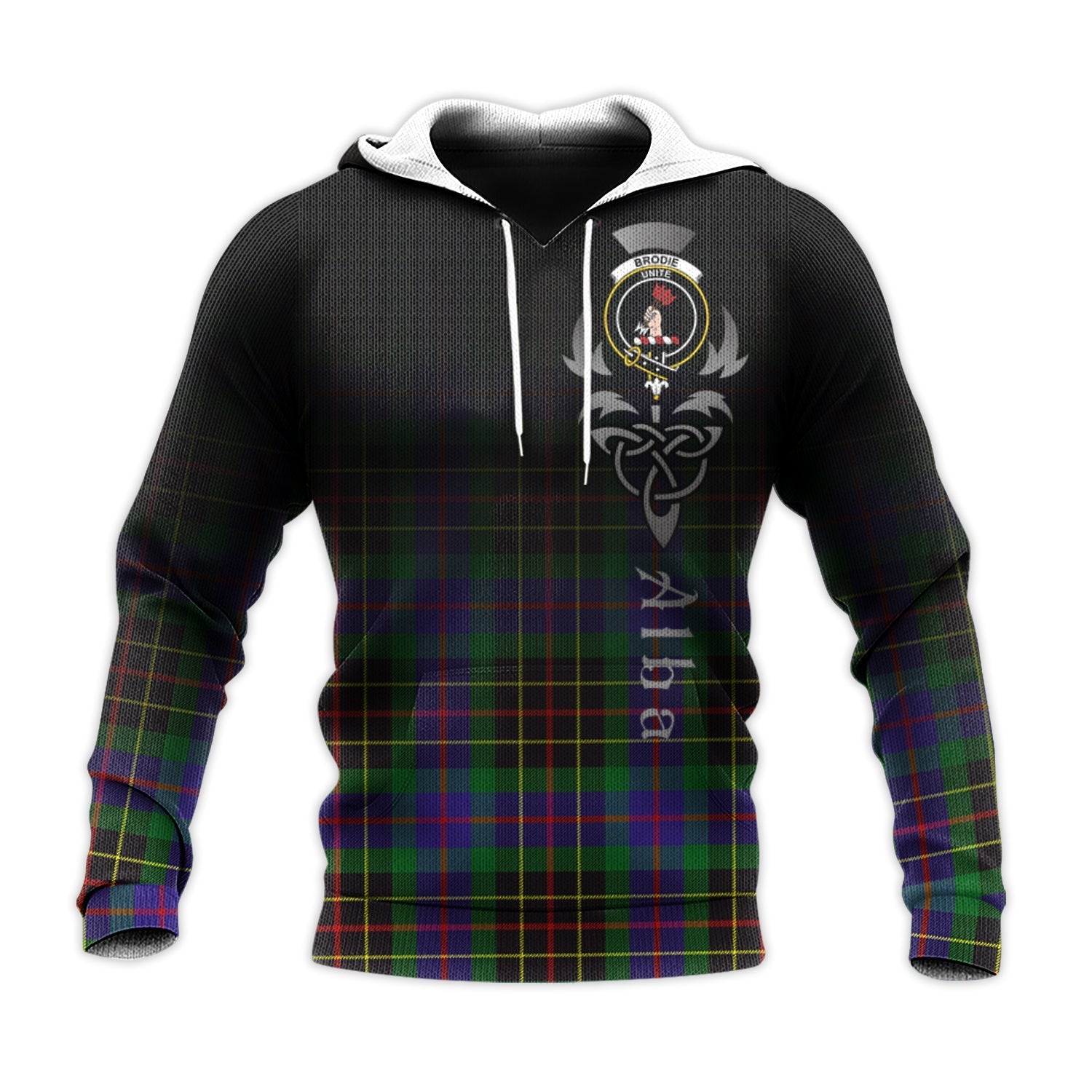 Printivon Brodie Hunting Modern Tartan Crest Alba Celtic Hoodie