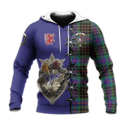 Printivon Brodie Hunting Modern Tartan Hoodie Lion Rampant And Celtic Thistle Style